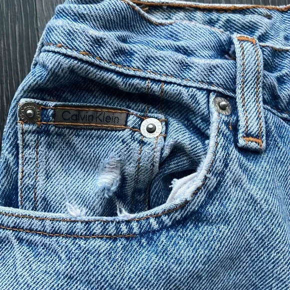Vintage 90s Y2K Light Wash Calvin Klein Structured Cotton Straight Leg Mom Jeans - Picture 3 of 8